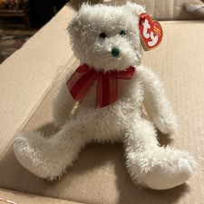 2000 Holiday Teddy the Bear - Ty Beanie Baby White, 2000, Plushie, Toy, Stuffed