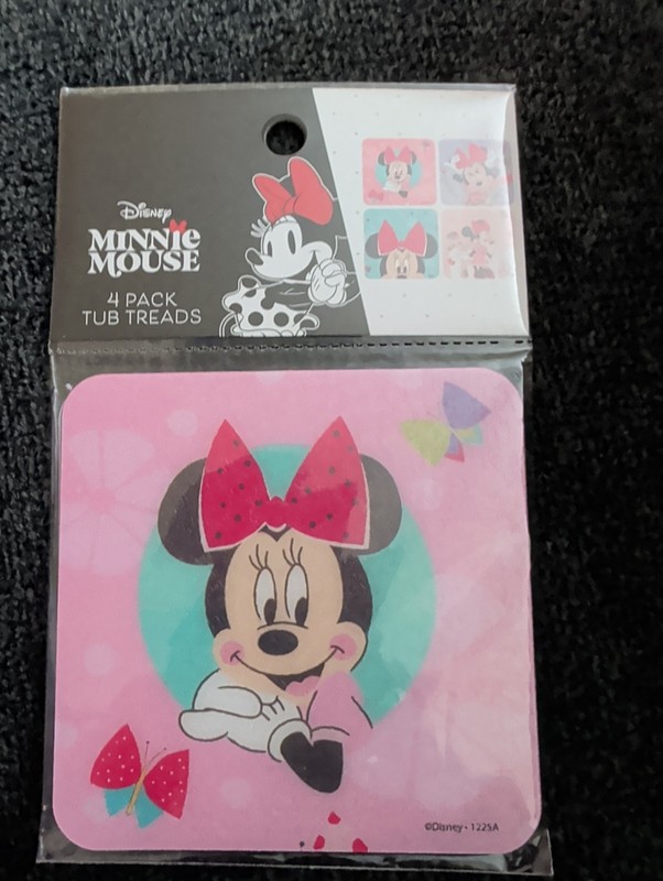 Disney Minnie Mouse Non Slip Safety Fun Tub Treads Bath 4 Pack Licensed BNIB