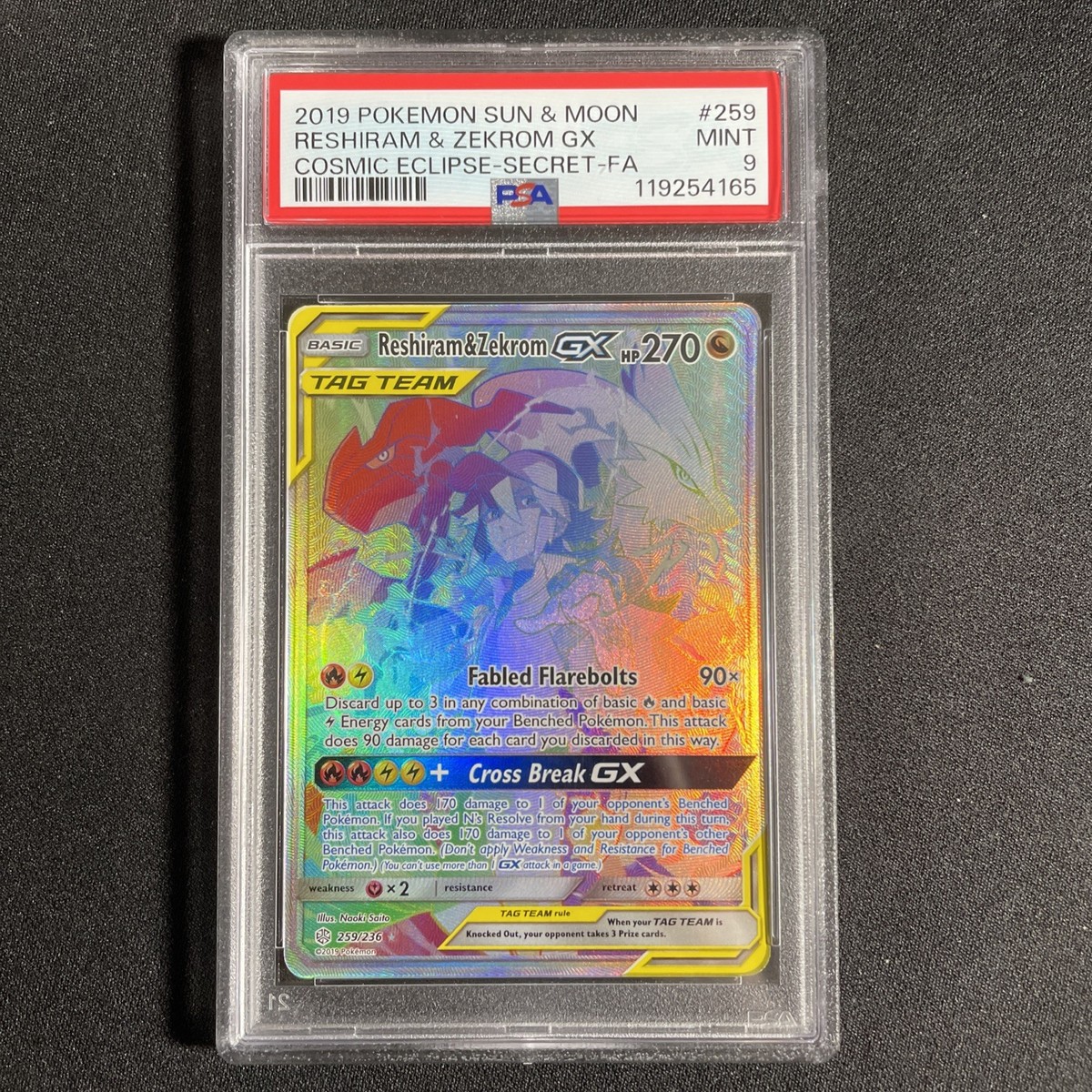 Reshiram & Zekrom GX (Secret) 259/236 Sm-Cosmic Eclipse Holo for