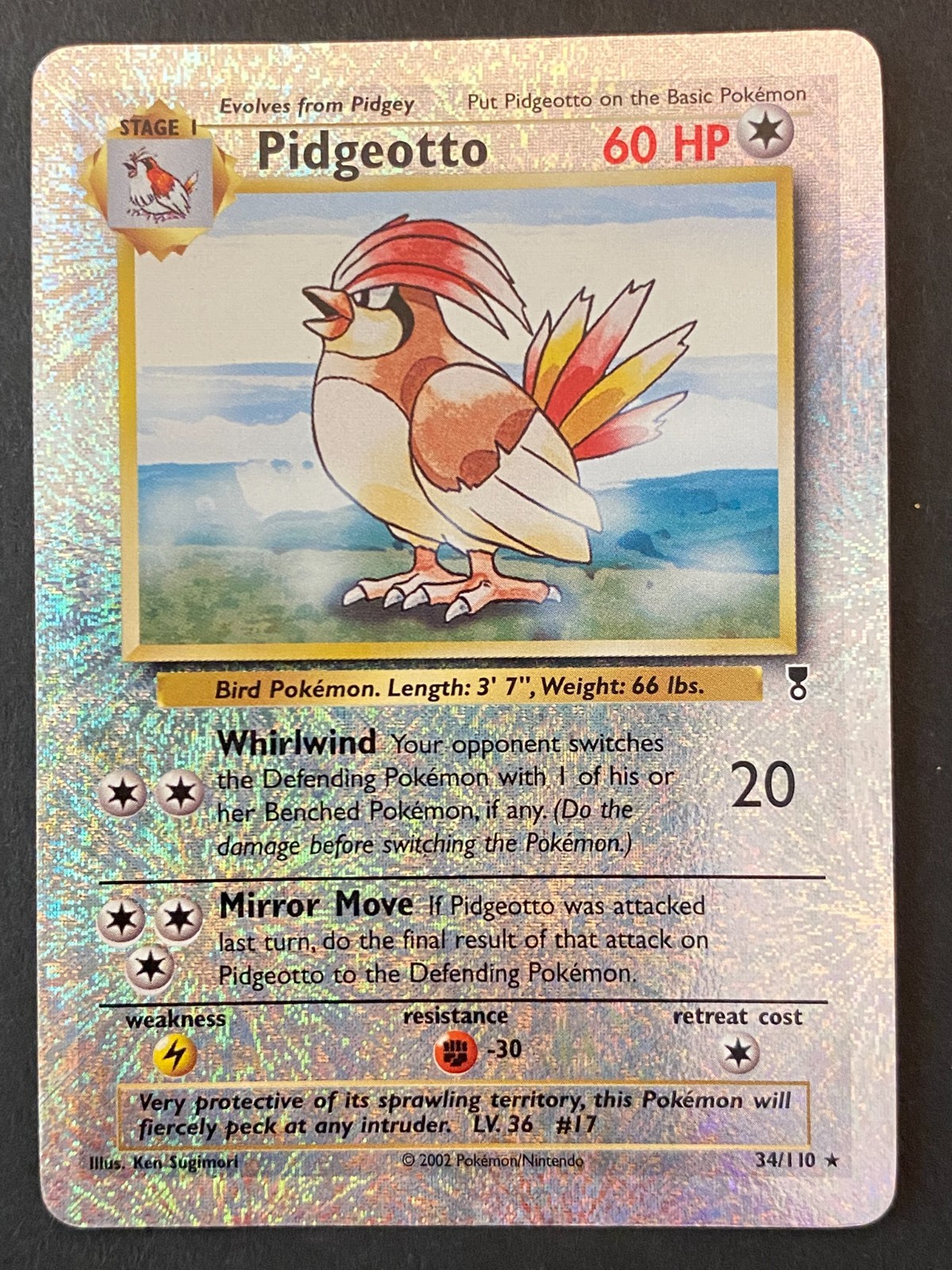 Pokemon TCG Pidgeotto 34/110 Firework Holo Legendary Collection