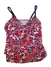 Lands End Swim Top Sz 24 Floral Tankini Top W/ Adjustable Braided Straps Padded