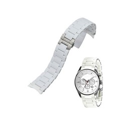 Pulsera de acero enchapado en goma blanca y plateada AR5859 23 mm para Emporio Armani