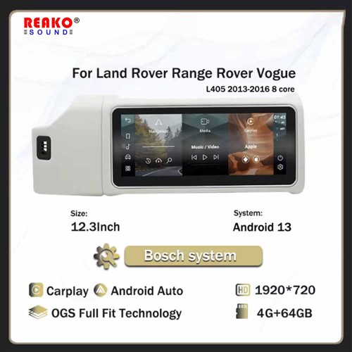 4+64G 12.3" Carplay Per Land Rover Range Rover Vogue 2013-2017 Android13 BT GPS - Picture 5 of 12