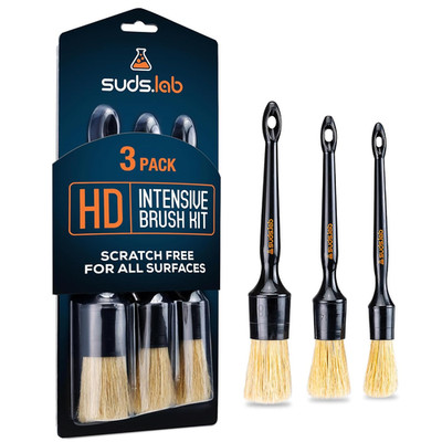 Suds Lab HD Intensive Brush Kit 3 Pack- Premium Boar S Hair Brushes - Scratch Fr