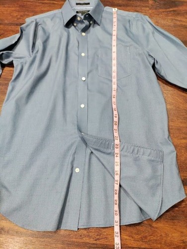 Banana Republic Slim Bügelfrei Baumwolle Mikro-Hahnentritt Button-Down Hemd Blau L - Bild 9 von 13
