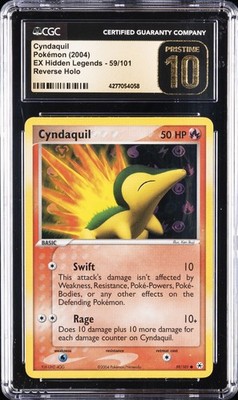 2004 POKEMON EX HIDDEN LEGENDS REVERSE HOLO #59 CYNDAQUIL CGC 10