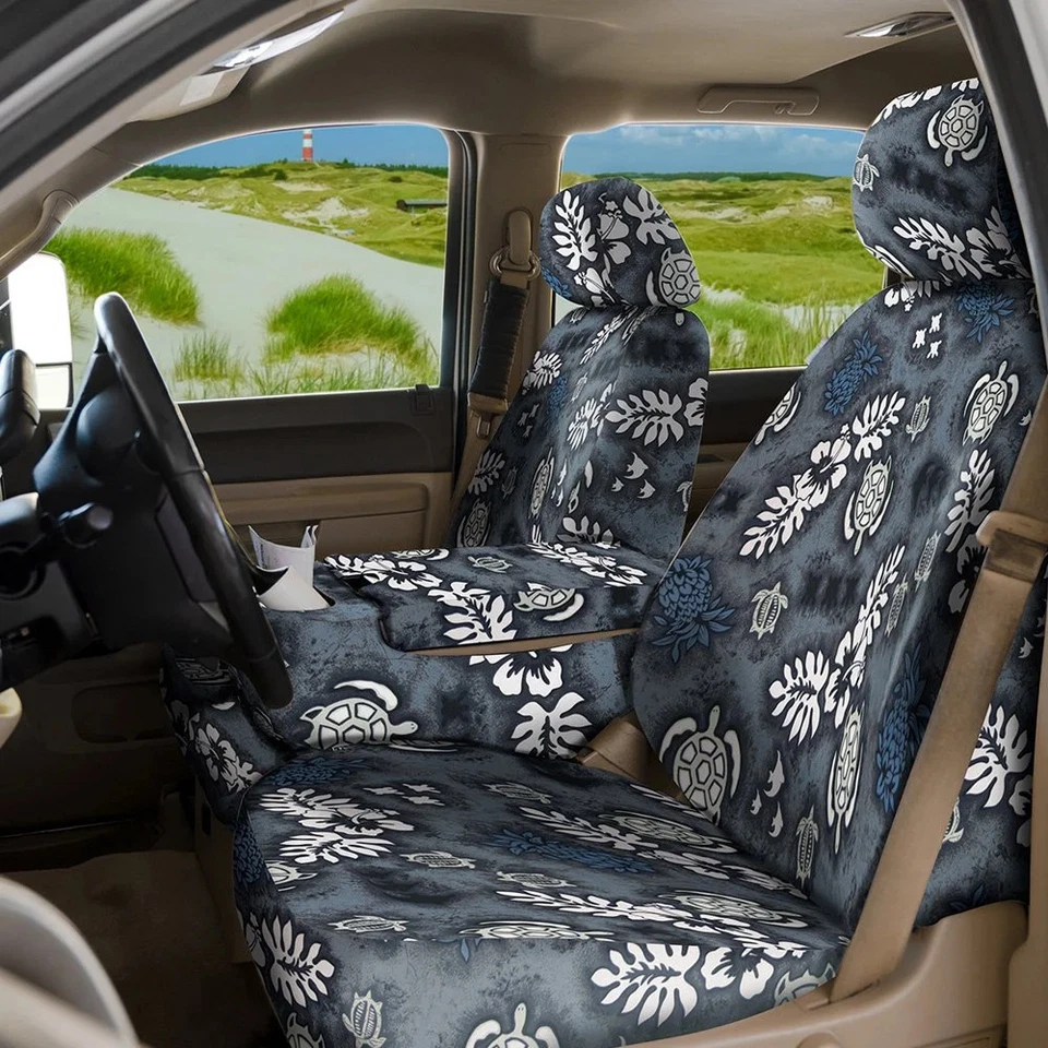 For Lincoln Town Car 85-89 Hawaiian™ 1st Row Turtle Beach Charcoal Custom Seat Foto 2 de 4