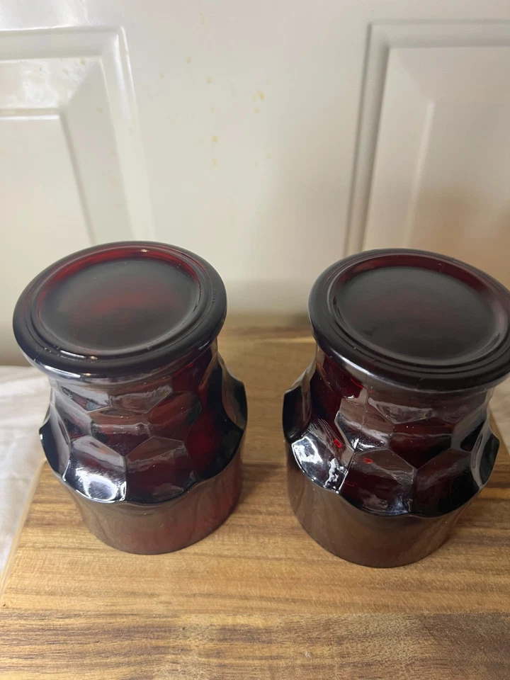 Vintage Anchor Hocking Georgian Ruby Red Honeycomb Pattern Glasses Set of 4 - Image 4 of 4