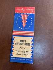 Matchbook cover - Bond's Cut Rate Drugs - M118 - comb. ship!