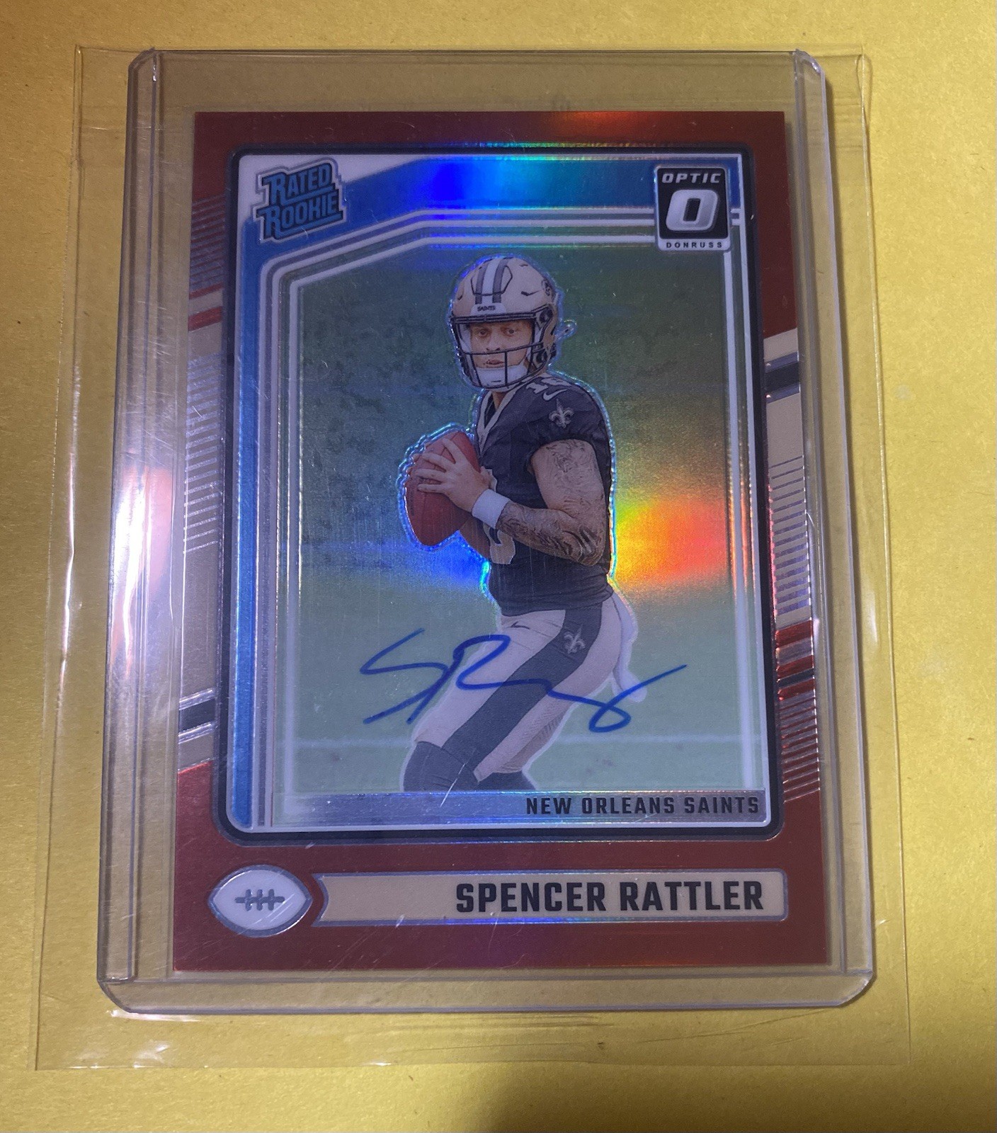 2024 Panini Donruss Optic Spencer Rattler Auto Red Prizm /75 (RC) #289