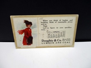 Doughty & Co. Lumber And Coal Mount Holly New Jersey Ink Blotter