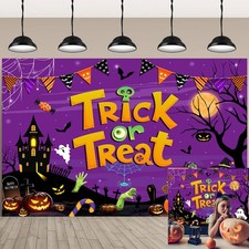 Trick or Treat Backdrop 7x5ft Ghost Pumpkin Halloween Photo Booth Banner