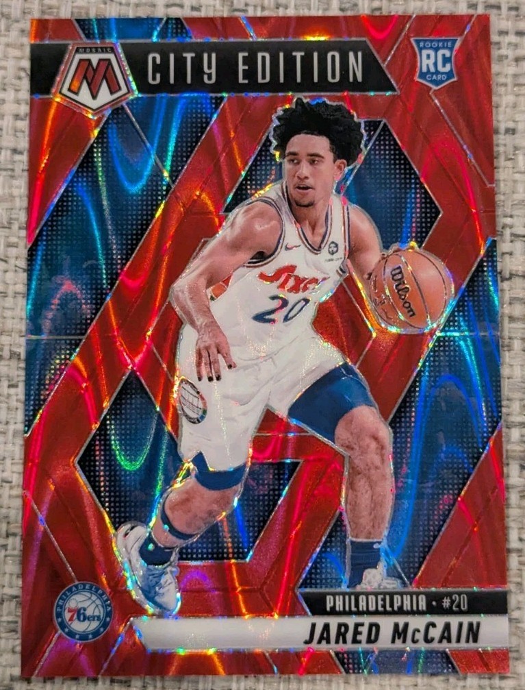 2024-25 Panini Mosaic City Edition Jared McCain RED SEISMIC PRIZM /299  ROOKIE