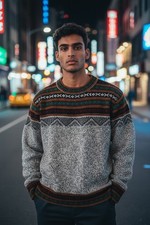 Gamboa Alpaca Wool Sweater Mens M Crewneck Knit Pullover Cozy gray