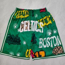 Boston Celtics Green Graffiti Pocket Basketball Shorts