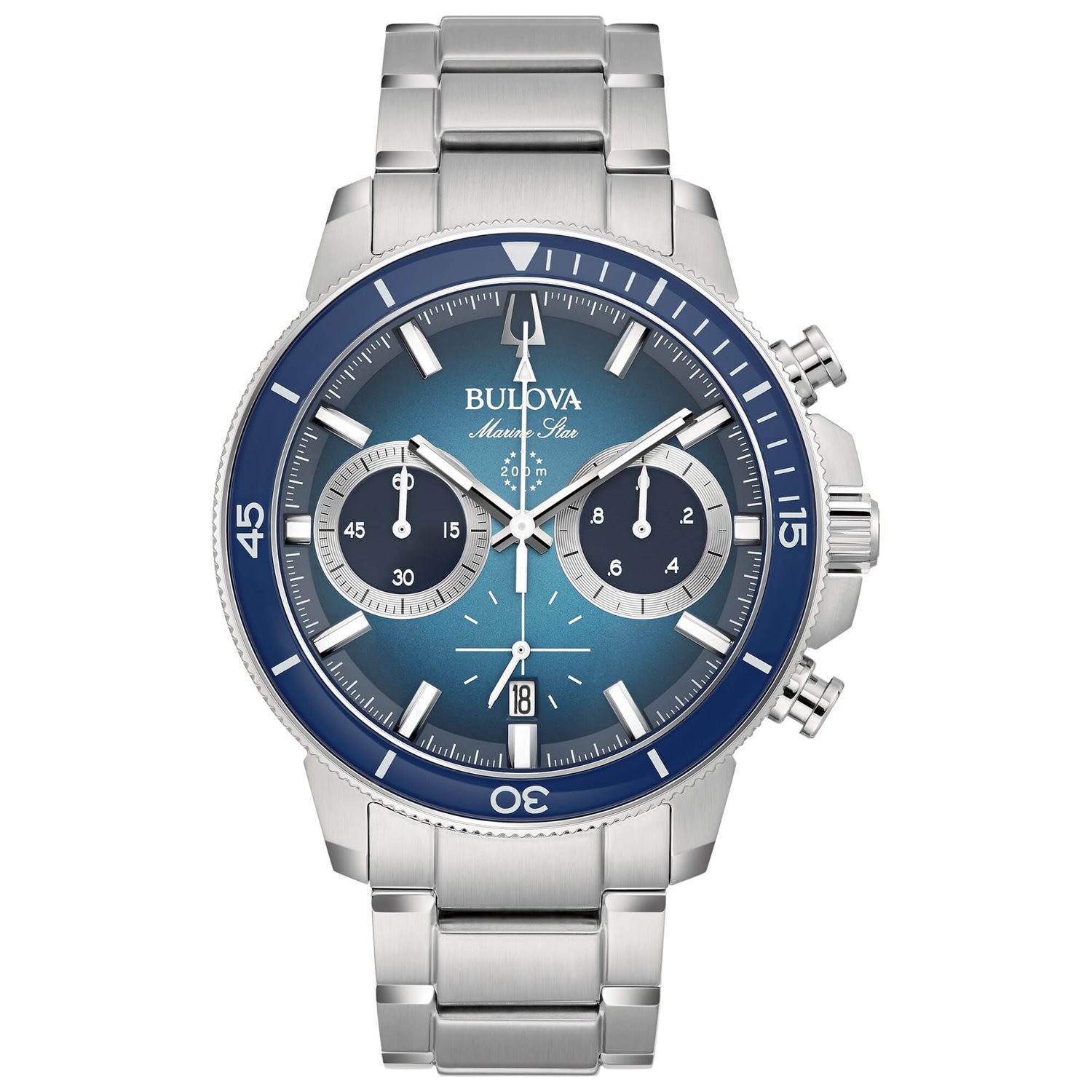 Montre Bulova Homme Marine Star finitions acier de prestige et cadran bleu 96B380