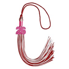 Endea Graduation Red/White Mixed Color Tassel With Pink Bling Charm 2024