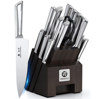 Imarku Knife Set 16 Pcs Kitchen Knife Set Block High Carbon Steel Ultra Sharp