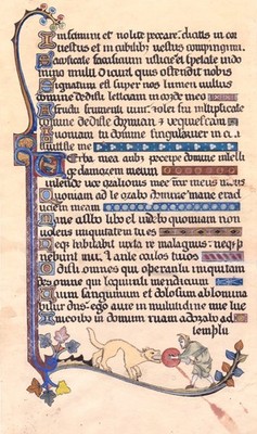 EDLE HANDBEMALTE KOPIE DER BELEUCHTETEN SEITE VOM ALPHONSO PSALTER 1284-1316