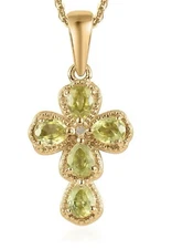Sava Sphene & Diamond Cross Necklace
