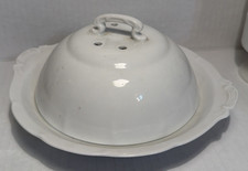 Plato y colador de mantequilla cubierto vintage Victoria Austria con asas 1904-1918