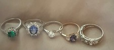 Silver Band Ring with different stones can se...