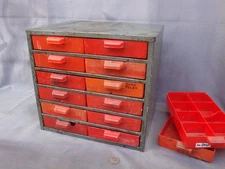 RARE 1950's Craftsman 12 Drawer Metal Tool Cabinet Parts Organizer