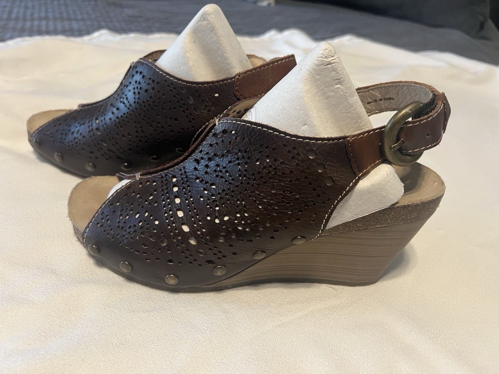 APL Sandali Pikolinos Benissa zeppa slingback borchie punta aperta 38 donna 7 5 marrone