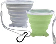 2 Pcs Collapsible Cups, Silicone 180+180, Grey&Green 