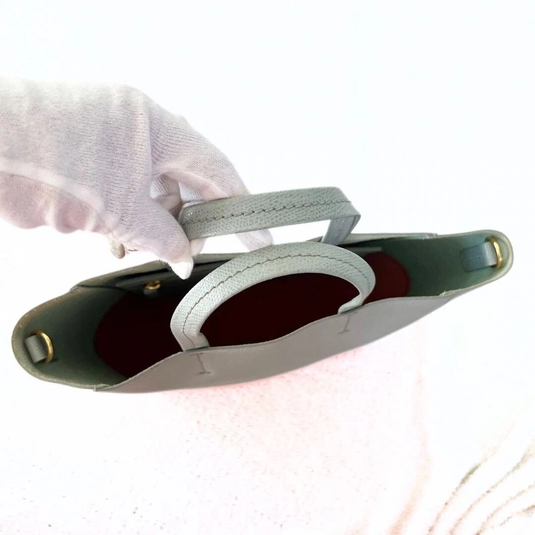 CELINE Cabas Borsa Tote Verticale Pelle Bicolore Blu Arancione USATA Autore #S2139