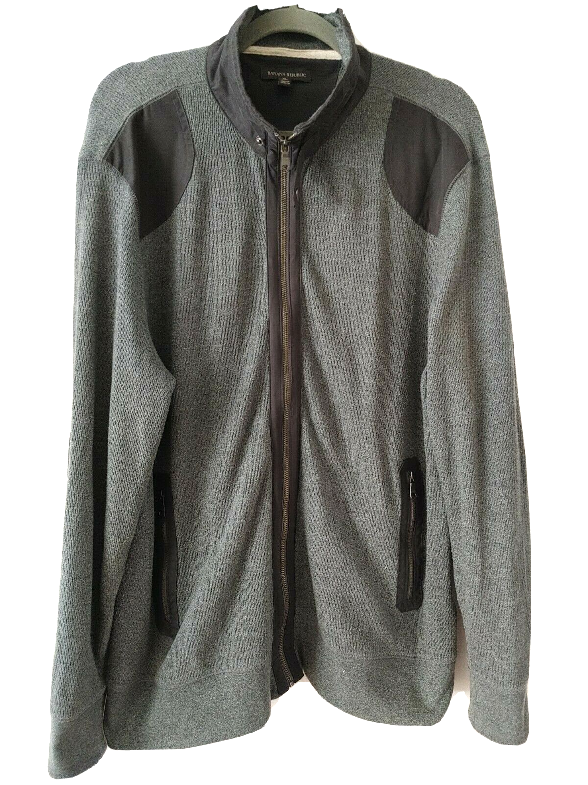 ALTRA Banana Republic giacca zip intera tasche toppe gomito grigio XL #13392
