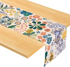 WHOMEAF Boho Vintage Colorful Floral Table Runners Design Decor,Dusty Rose 13x72