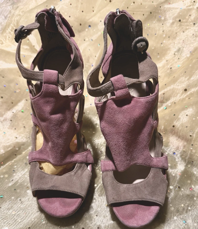 "Enzo Angiolini Rosa/Taupe Gamuza Sexy Tirantes Plataforma 5"" Tacones Talla 8 Cremallera Bk" Foto 2 de 4