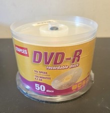 NEW Staples DVD-R 4.7GB 120 Min 16X Blank Media Disc 50 Pack Sealed
