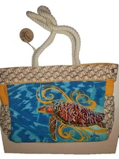 Guy Harvey Sun N' Sand Turtle Beach Graphic Beach Vacation Bag Tote NWOT