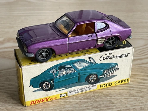 Vintage 1960s, Dinky No 165, Ford Capri MK 1, in Purple. 1969, with ORIGINAL BOX