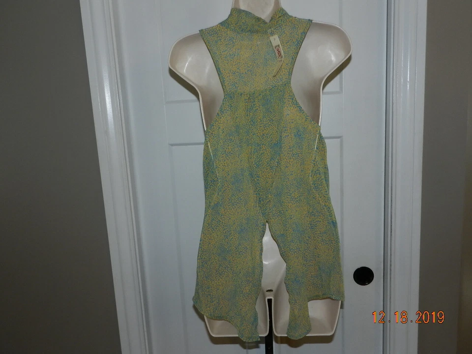 Camiseta sin mangas Decree para mujer talla M mostaza/azul animal print semi transparente Foto 3 de 4