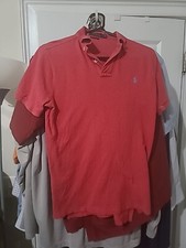 Polo Ralph Lauren Polo Shirt M Red Custom Slim Fit Short Sleeve Collared Tee