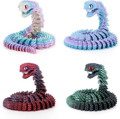 3D Printed Viper Snake, 15.7inches,Fidget, Flexible & Articulated Joint Mobility