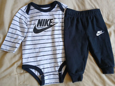 NIKE JUST DO IT GRAY  BLACK PANTS OUTFIT-SIZE 3 MONTHS-NEW WITH TAGS