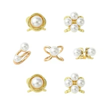 10x Elegant Pearl Shirt Clips Jewelry Buckles Ring Brooch Gifts for Silk Scarf