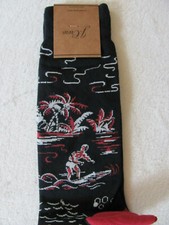 J.Crew Lightweight Critter Dress Socks-Hawaiian Scene-Navy/Red-Men's One Sze-NWT