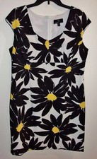 Ronni Nicole Sleeveless Dress Women’s  White with Black & Yellow Flowers- Sz 16