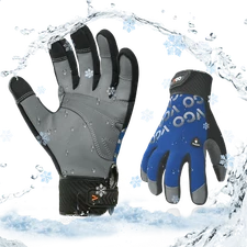 Vgo 1 Pair Goatskin Winter Waterproof Light Duty Work Glove (GA9604FLWP-BLU)