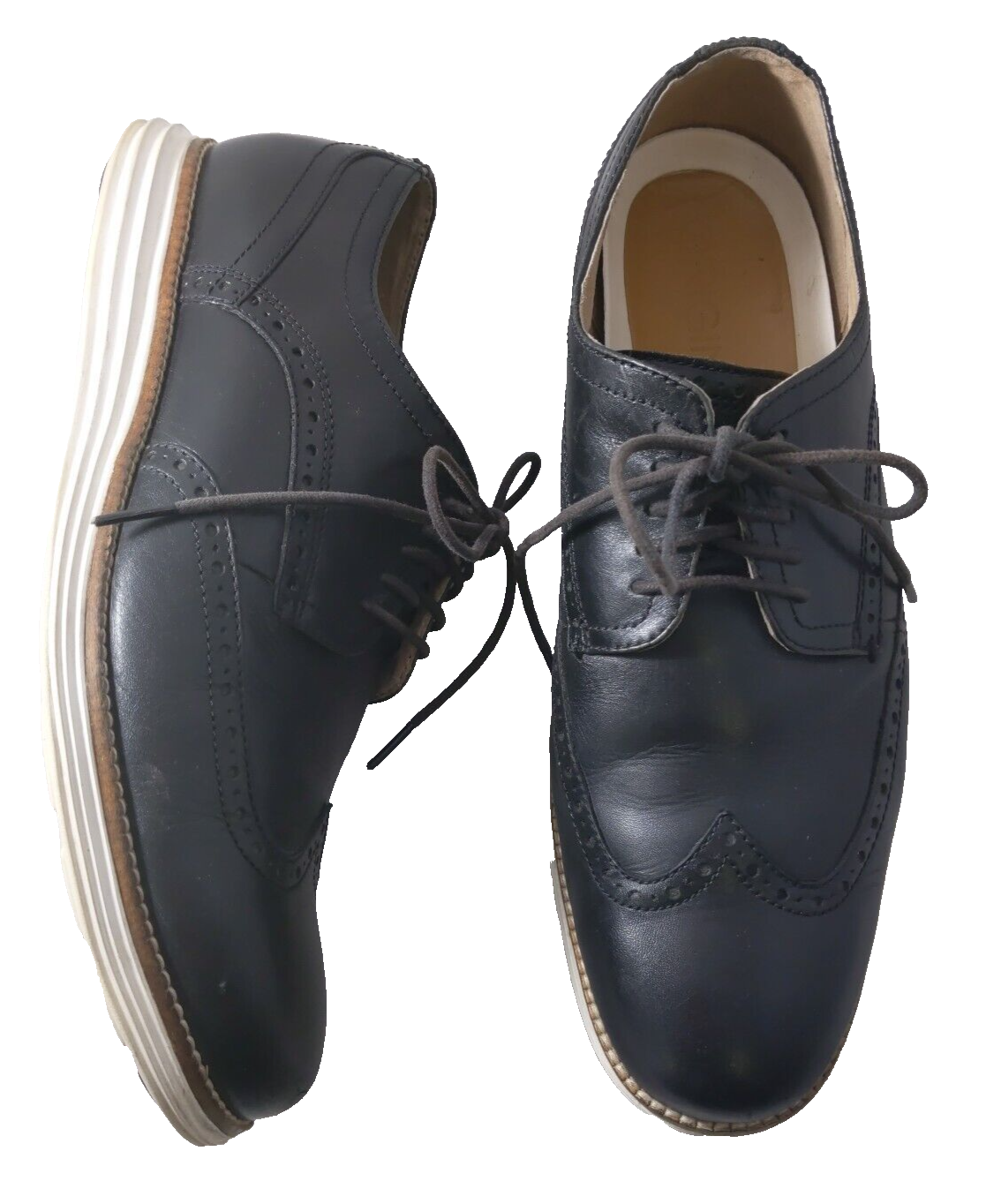 SAOLA Scarpe COLE HAAN 10 5 M $170 originali Grand Wing Oxford nero bianco uomo