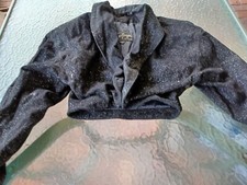 Gino Di Giorgio Vintage Womens Sz M Black Leather Suede Silver Imprint Bolero
