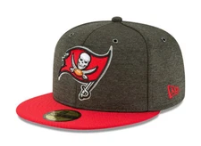 New Era 59Fifty NFL Tampa Bay Buccaneers Fitted Sideline Cap Hat  - Gray/Red