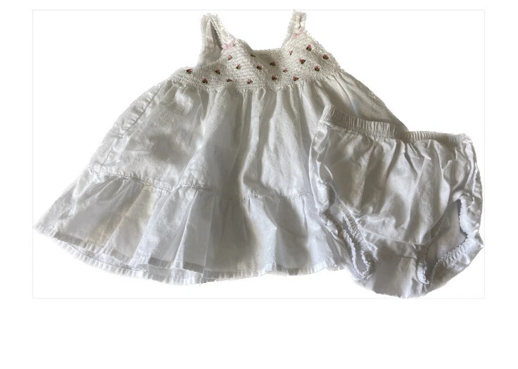 Baby Girl Clothes Vintage Carter's 3 Month 2pc Garden Party White Outfit
