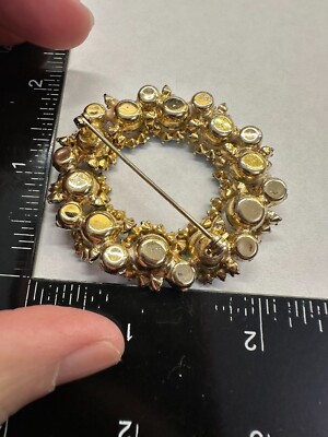 Flower Blue Aurora JULIANA Rhinestone Vintage Pin Brooch Gold J