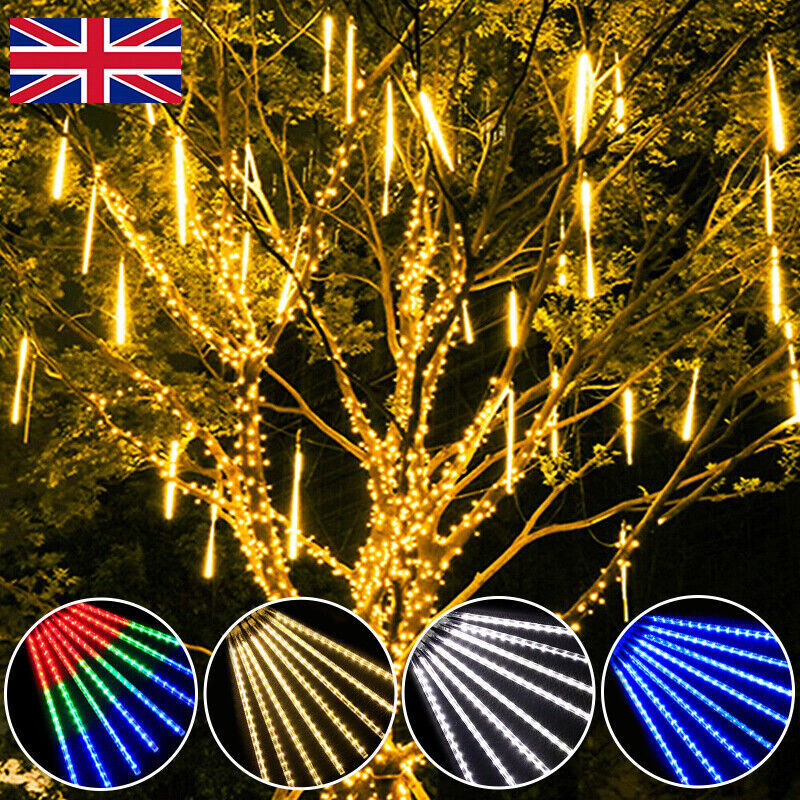 Solar LED Meteor Shower Lights Fairy String Light Falling Rain Tree Garden Xmas eBay